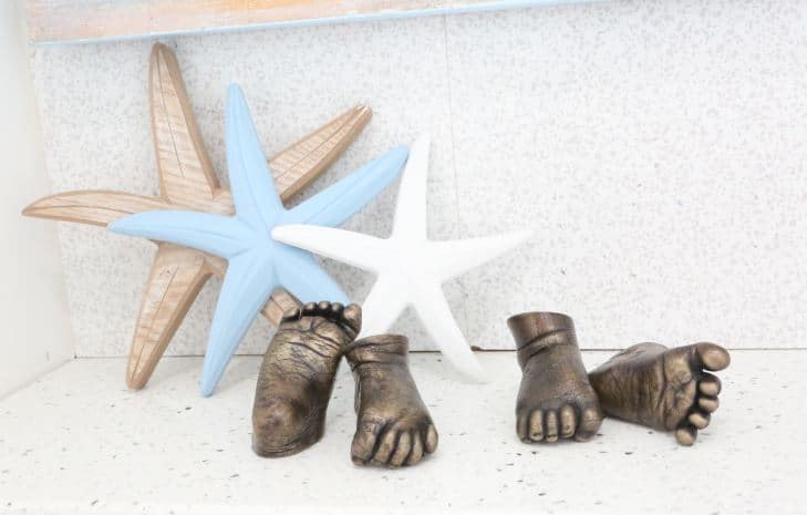 3d baby hand and feet castings in sold bronze