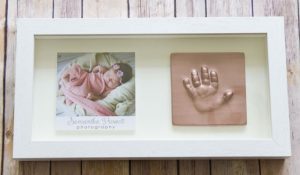 2D Impressions Baby Hand Tile in Clay and Plaster Rose Pink