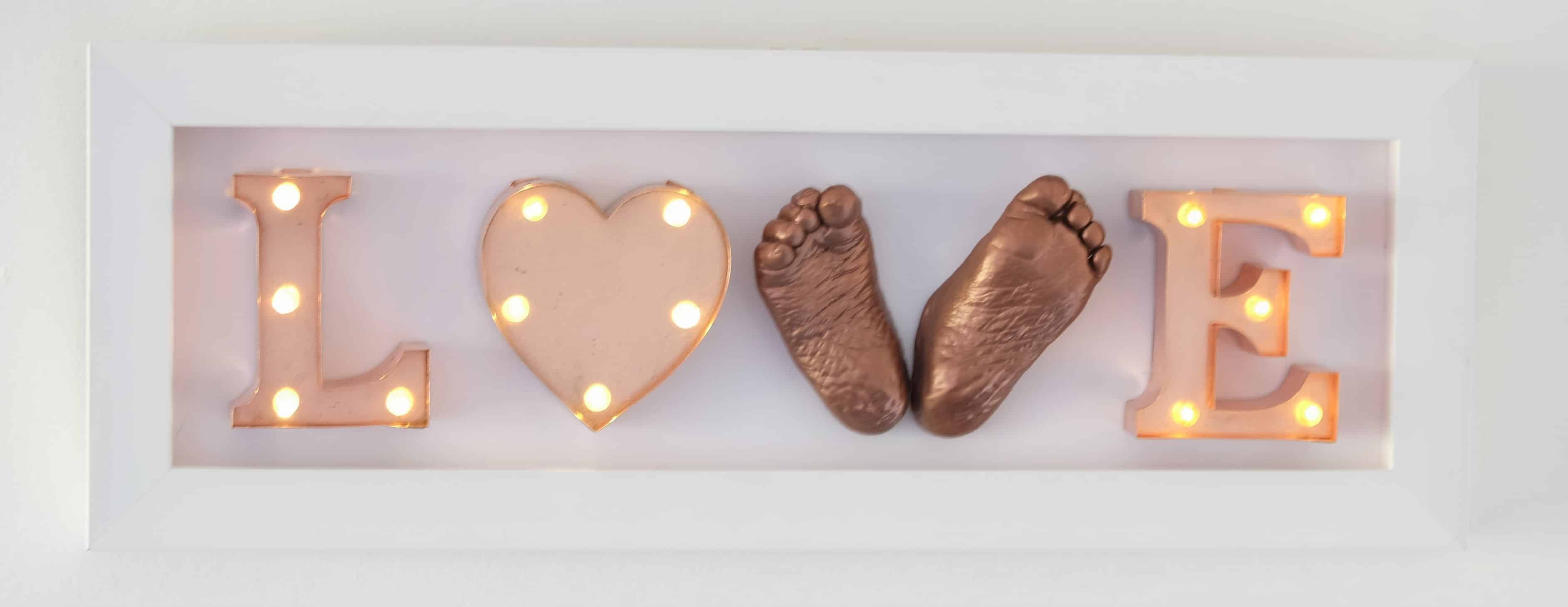 3D Baby Feet with Light Up Letters Love Frame