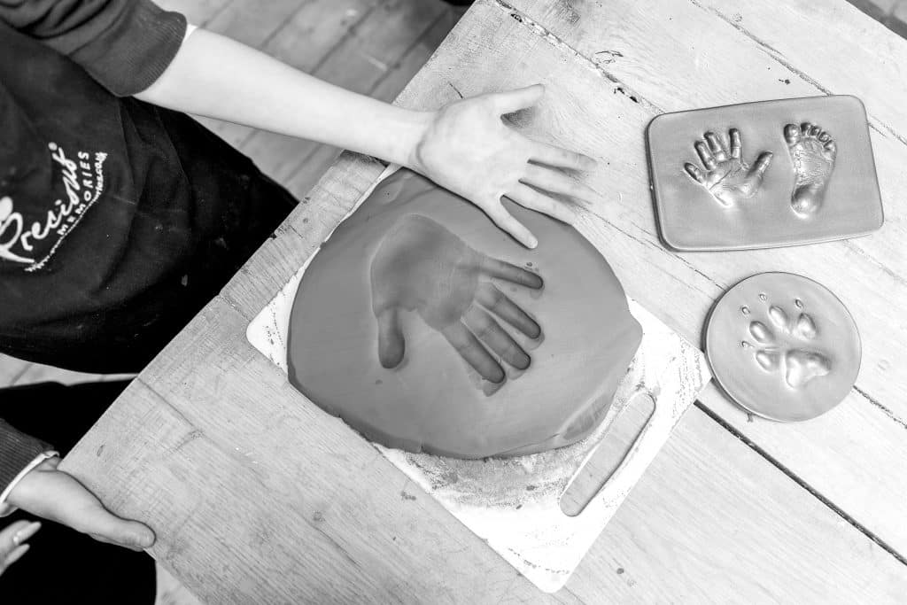 2d hand and foot impression clay tile
