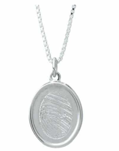 Sterling silver indented heart pendant with laser etched fingerprint