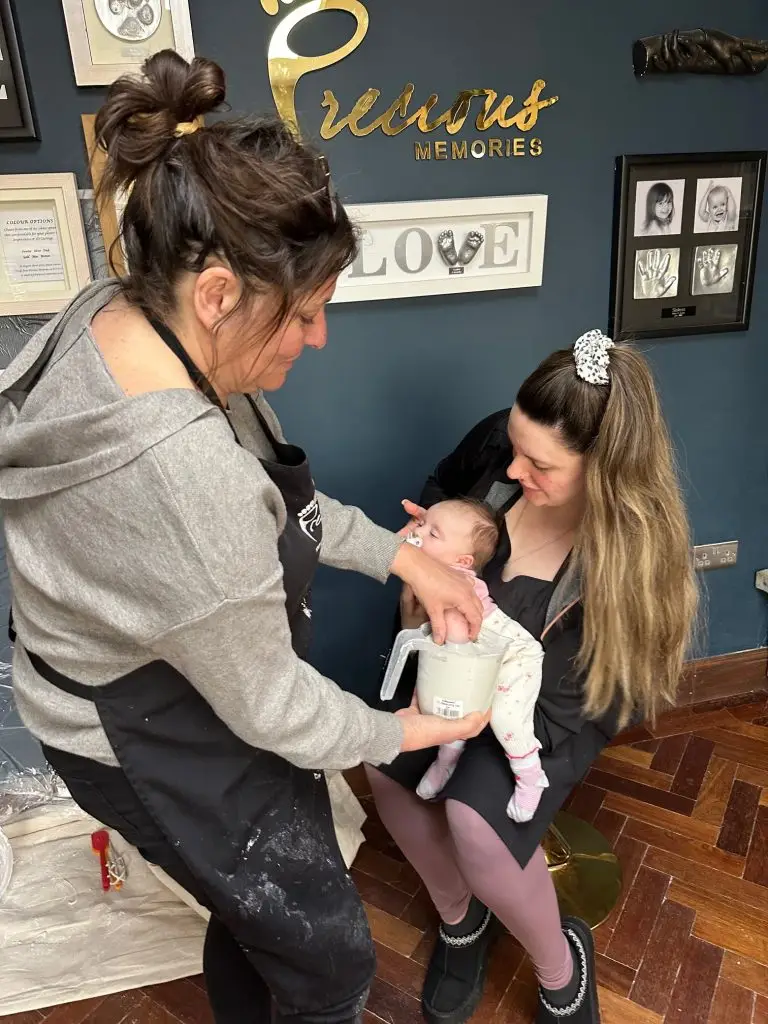 donna learning 3D Casting new skills after 50 at precious memories casting studio dorset