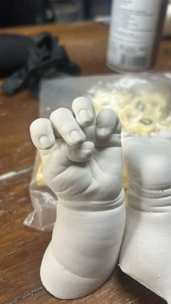 new skills after 50 baby hand cast created after 3d casting training with Glenda at precious memories