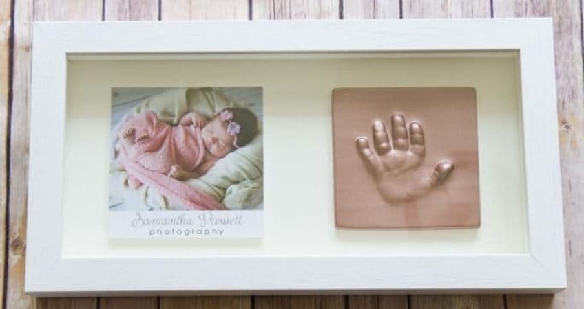 2D Impressions Baby Hand Tile in Clay and Plaster Rose Pink